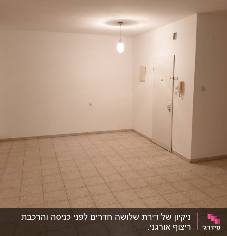 רצפה נקייה בחדר ריק עם תאורה עליונה